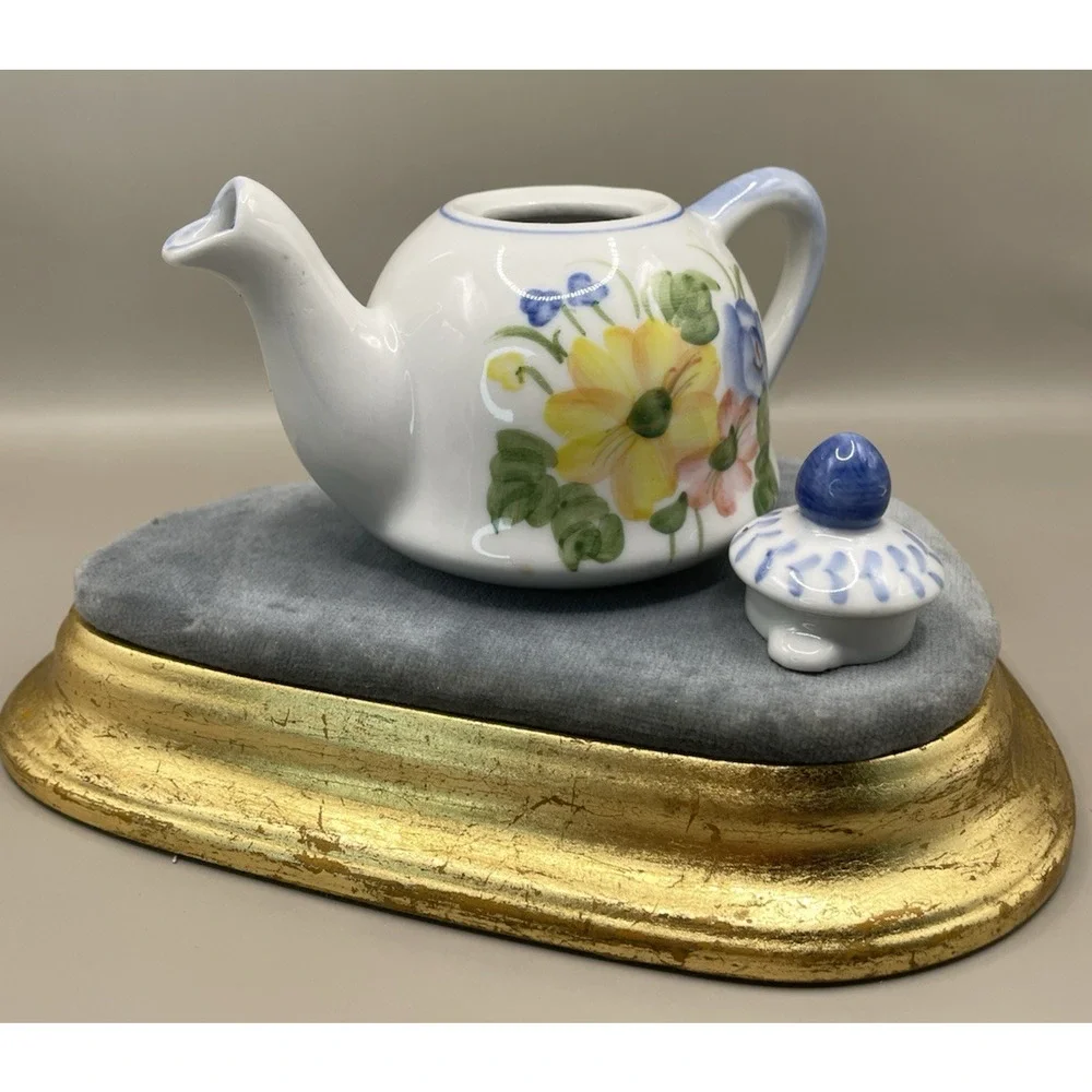 Miniature Hand painted Teapot Andrea By Sadek